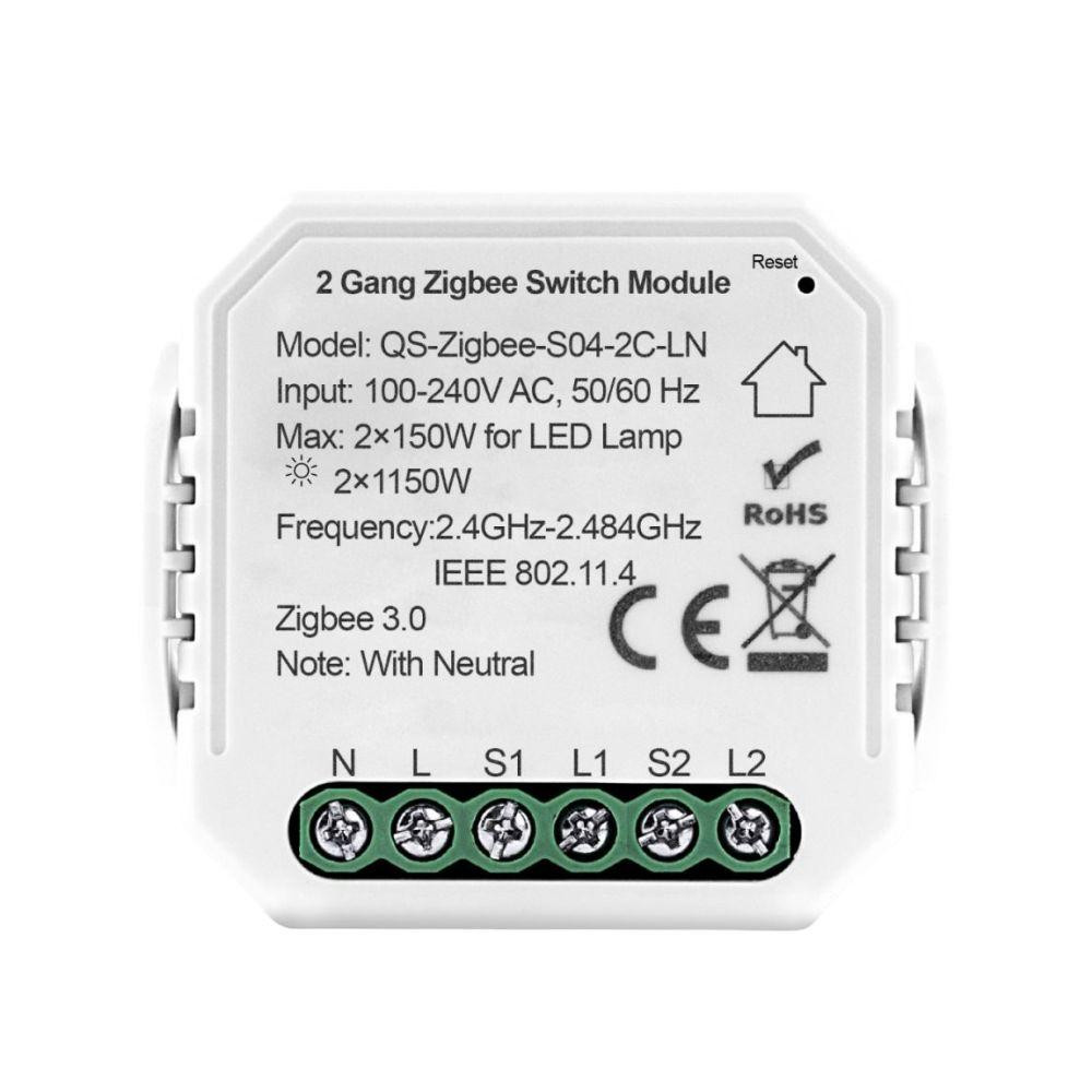 Розумне реле на 2 канали Akubela QS-Zigbee-S04-2C-LN (00-00002831) Киев - изображение 1
