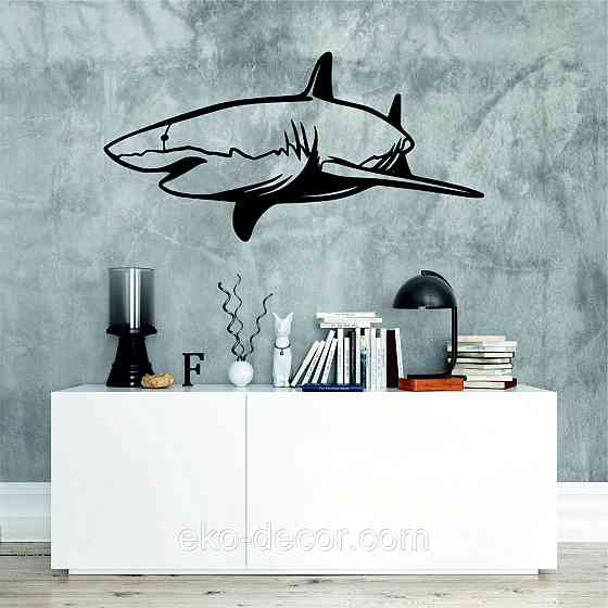 Декоративное настенное Панно «Акула» Декор на стену 110*54 см, Черный Киев