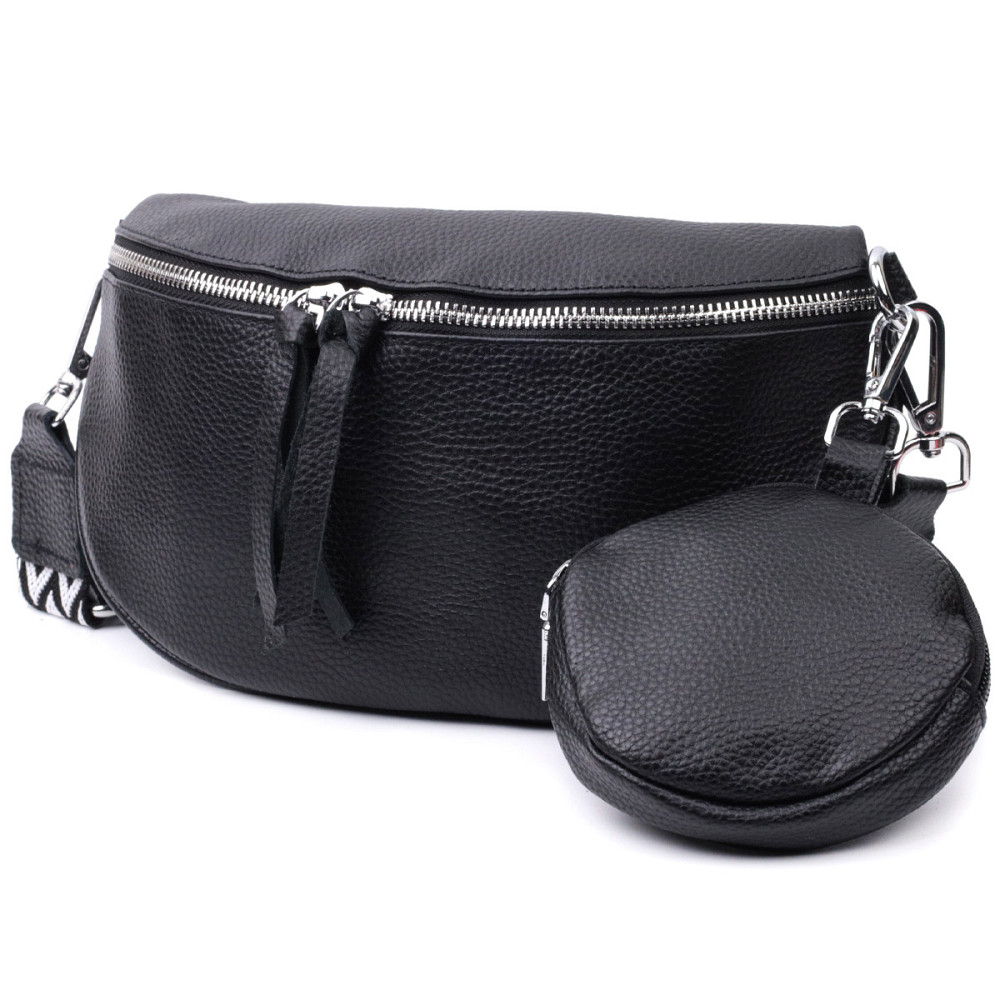 Шкіряна сумка для жінок у класичному кольорі через плече з міні гаманцем Vintage 22666 Чорна Київ - фото 5