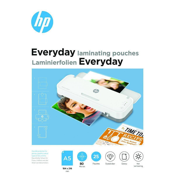 Плівка для ламінування HP Everyday Laminating Pouches, A5, 80 Mic, 154 x 216, 25 pcs (9155) Київ - фото 1