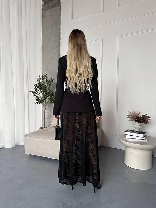 Женский стильный трендовый костюм двойка: жакет + юбка, костюмная ткань,гипюр + трикотажная подкладка Одесса - изображение 4