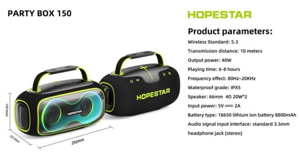 HOPESTAR Party Box 150 60W 8800mAh Bluetooth колонка RGB. Харків - фото 4