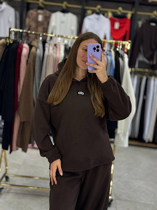 Женский теплый прогулочный костюм двойка: кофта и штаны турецкий флис Шоколад, 46/48 Одесса - изображение 3