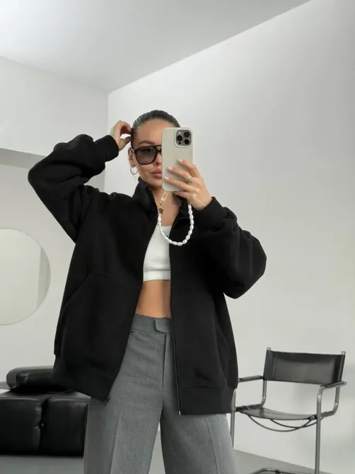 Женская базовая флисовая кофта оверсайз на молнии женская базовая флисовая кофта Харьков - изображение 2