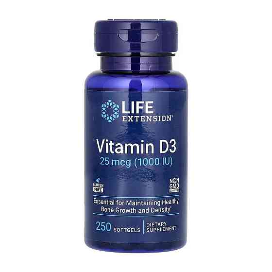 Вітамини Life Extension Вітаимін Д3 Vitamin D3 25 mcg (1000 IU) 250 гел капс Київ