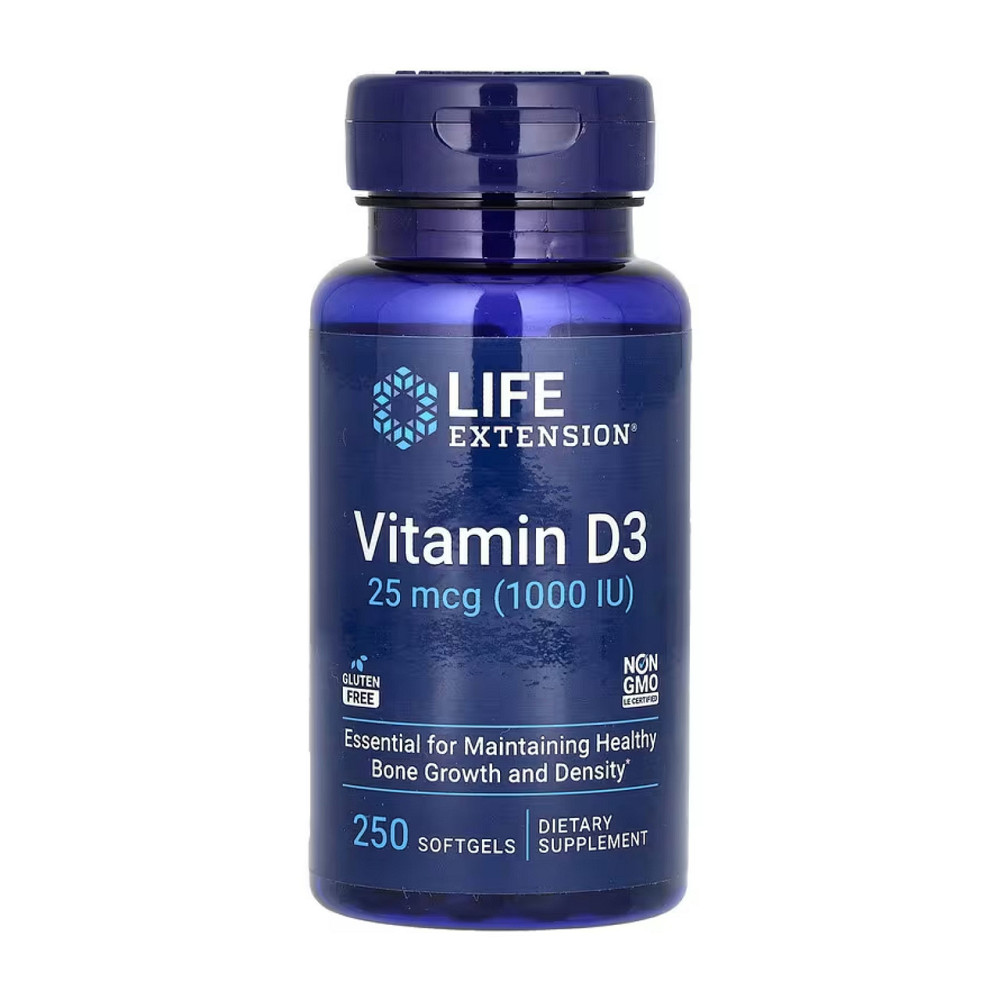 Вітамини Life Extension Вітаимін Д3 Vitamin D3 25 mcg (1000 IU) 250 гел капс Київ - фото 1