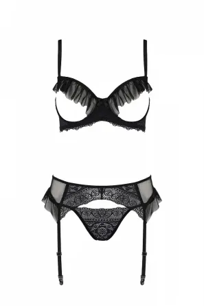 Комплект Passion KERRIA SET WITH OPEN BRA black S/M - ECO Passion Львів