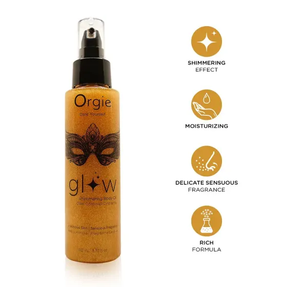 Олія-шимер для тіла Orgie – Glow Shimmering Body Oil (110 мл), чуттєвий аромат, зволоження Львів