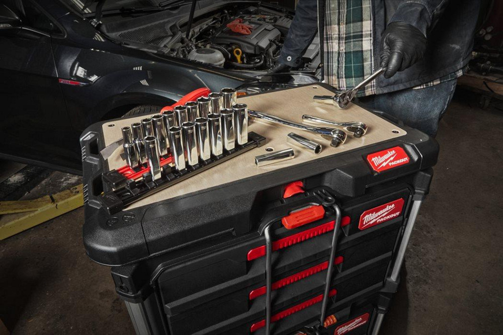 Набір головок торцевих хромованих дюймових 3/8'' MILWAUKEE, подовжених, на планці (10шт) Одеса - фото 2