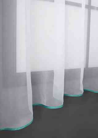 Кухонная тюль арка с ламбрекеном VR-Textil № 025к белый с лазурным 280х170 см (52-0864) Киев