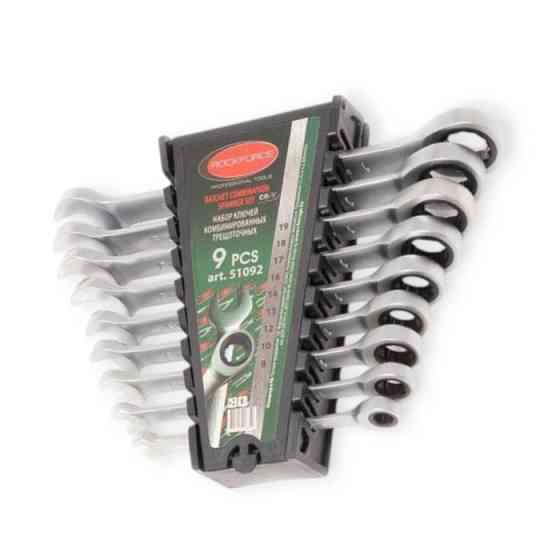 Набор ключей рожково-накидных с трещеткой 8-19 мм 9 шт (планшет) CrV Мукачево