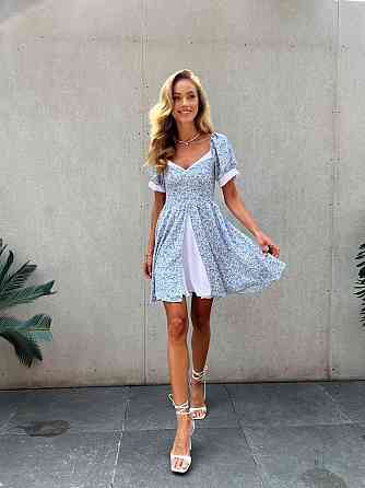 Жіноча принтована легка сукня міні американський креп Одеса