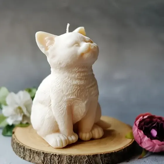 Силиконовая форма-молд для свечи «Котик сидячий» 9×7,4×7 см – термостойкий силикон Киев