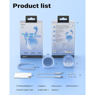 Наушники Acefast T9 Glacier Blue (6974316282525) Винница - изображение 3