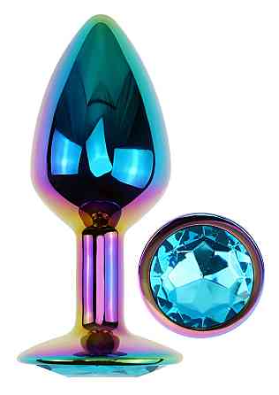 Анальна пробка з кристалом EGZO - Multicolor Round Plug Aqua size S Sex Aura Київ
