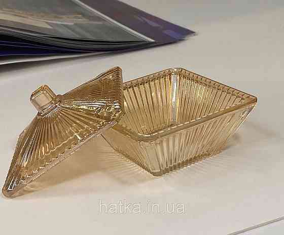 Цукорниця ємність для зберігання скляна "Золота Нефертіті" 60 мл к'янтарне товсте скло Київ