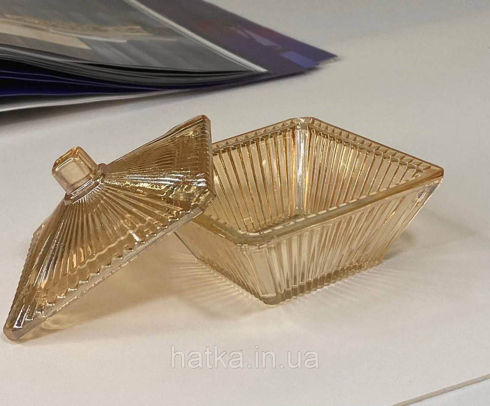 Цукорниця ємність для зберігання скляна "Золота Нефертіті" 60 мл к'янтарне товсте скло Київ - фото 3