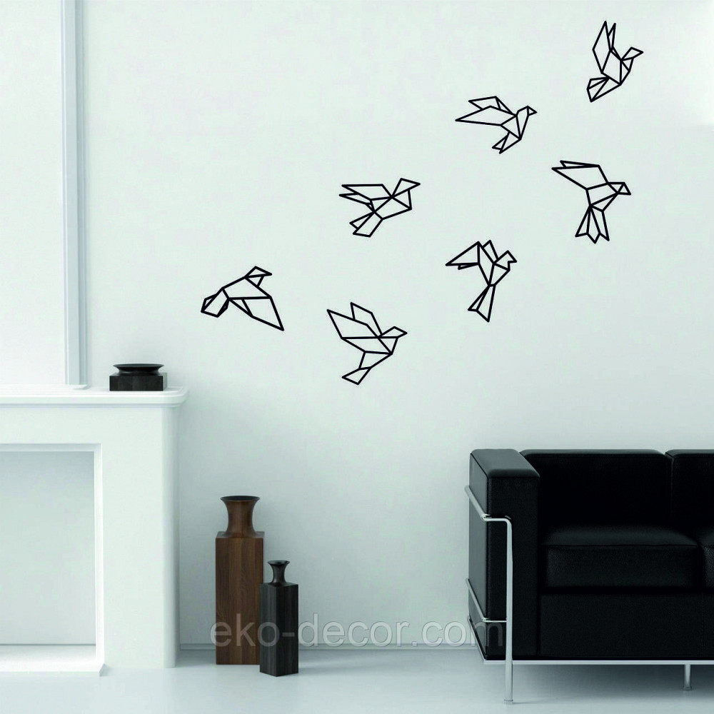 Декоративне настінне Панно «Пташки» Декор на стіну 27*16 см — 5 шт., Чорний Київ - фото 2