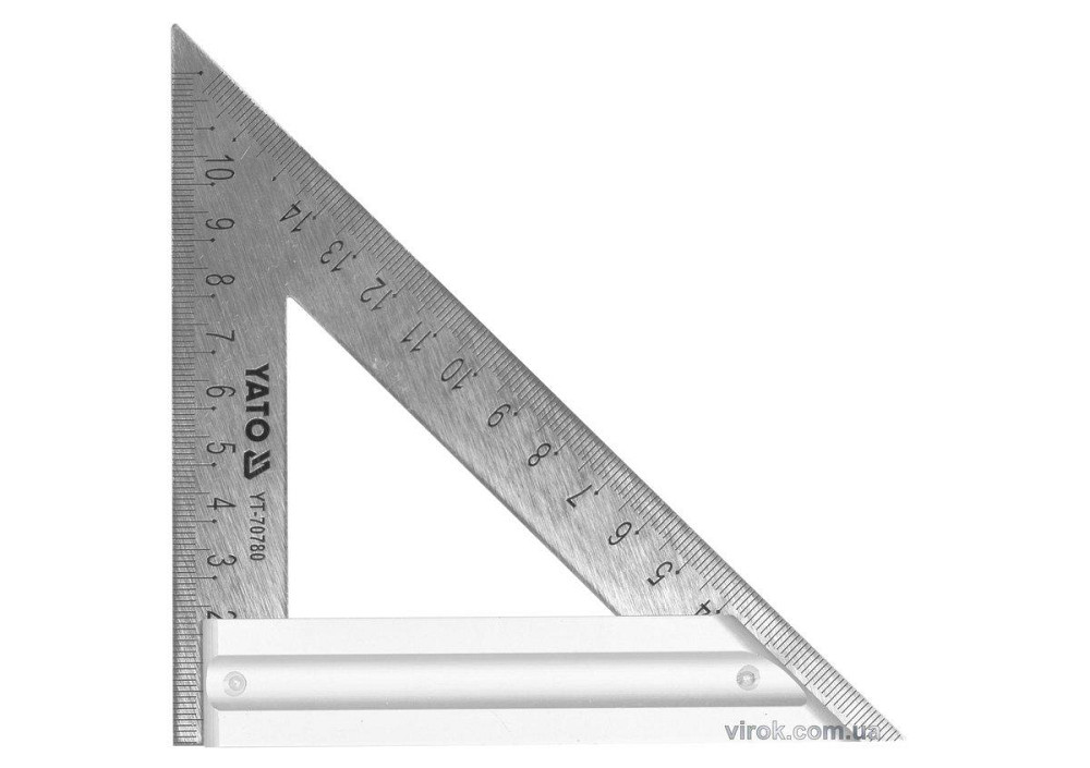 Кутник теслярський металевий YATO з прямим кутом і 2 метричними шкалами 170 мм [6/72] Одеса - фото 1