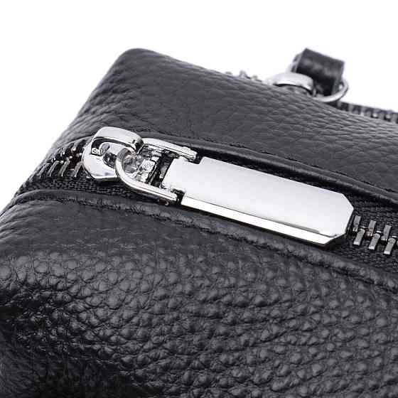 Практична жіноча шкіряна сумка зі стильним бігунком Чорна (Vintage) Київ