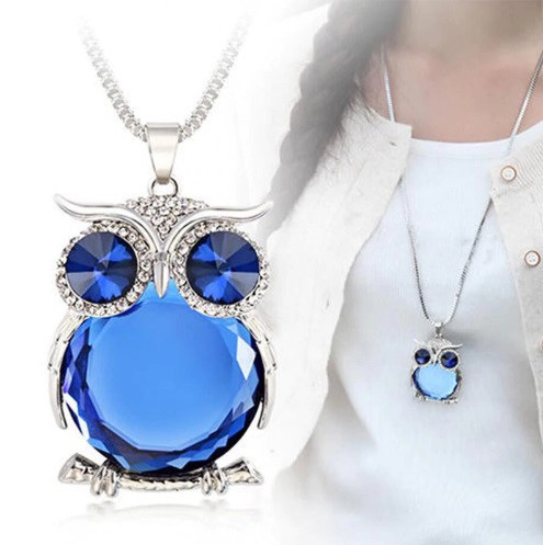 Кулон женский Сова с цепочкой 70 см серебристо-синий Киев - изображение 3