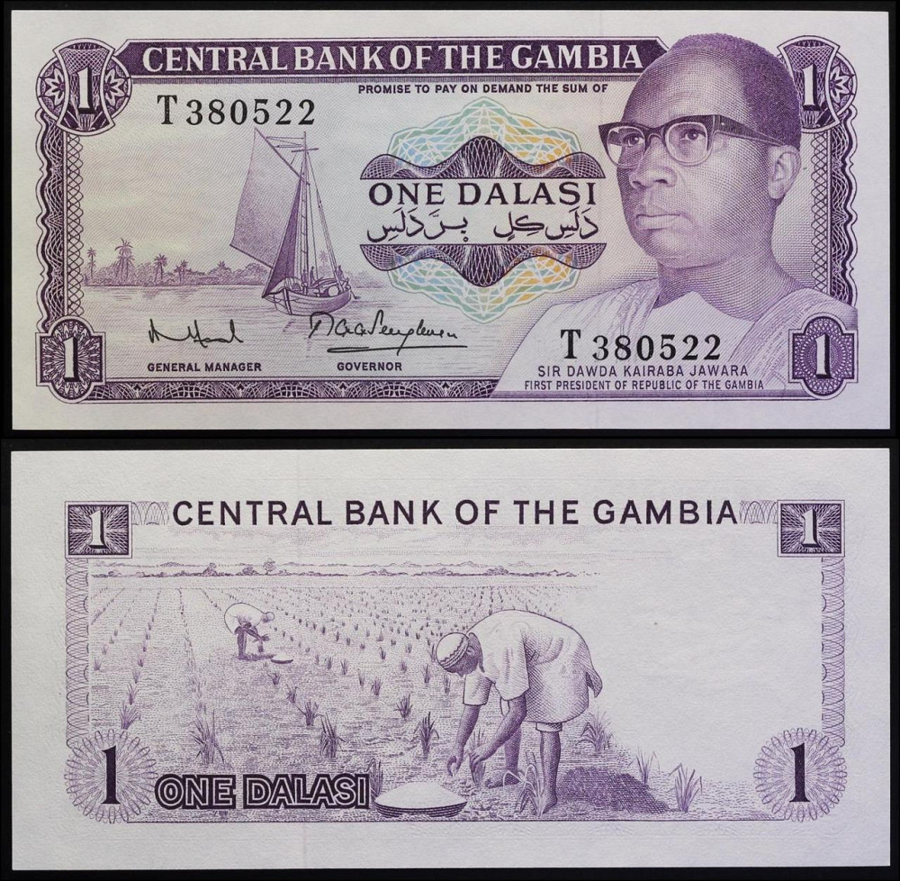 Gambia Гамбія - 1 Dalasi 1971 serie R UNC Полтава - фото 1