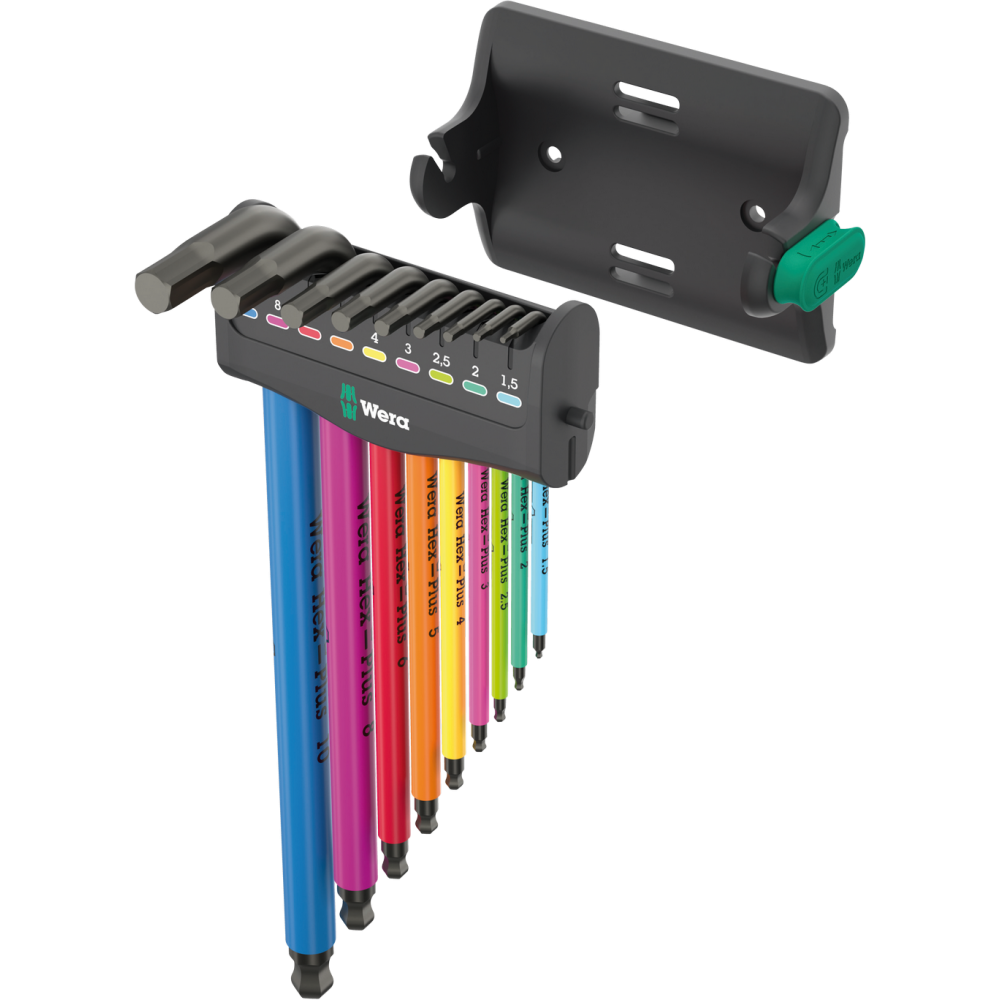 Набір кольорових шестигранників Wera 1.5-10мм 9од., подовж., різнокольорові, з пристроєм для намагнічення, 05133165001 Одеса - фото 2