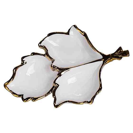 Yiwu Менажниця порцелянова на 3 секції для закусок 27×19.5×4 (см) тарілка менажниця Білий із зо Коломыя