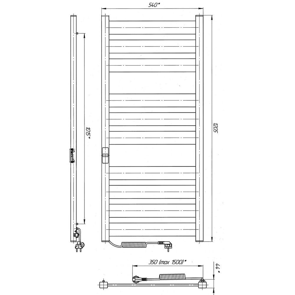 Електричний полотенцесушитель Laris Гефест Преміум ЧК10 500 Х 1200 білий Київ - фото 8