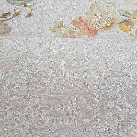Шпалери метрові вінілові на флізелін Yuanlong Samsara метрові вензелі завитки структурні бежеві на білому Київ
