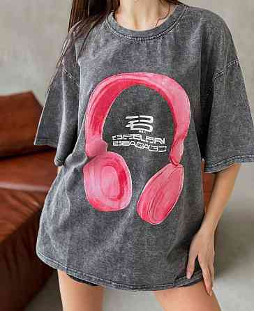 Женская стильная оверсайз футболка в технике тай-дай с накатом трикотаж - 100% хлопок Одесса