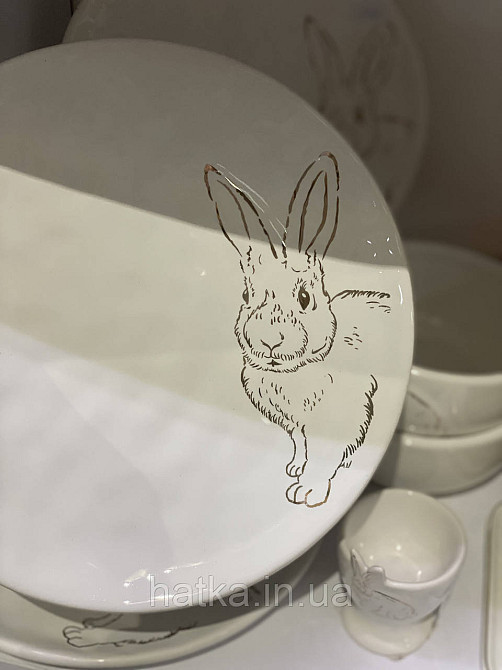 Тарілка 21,4х21,4х2,10 см "Bunny" кераміка біла із зайчиком пасхальна Київ - фото 2