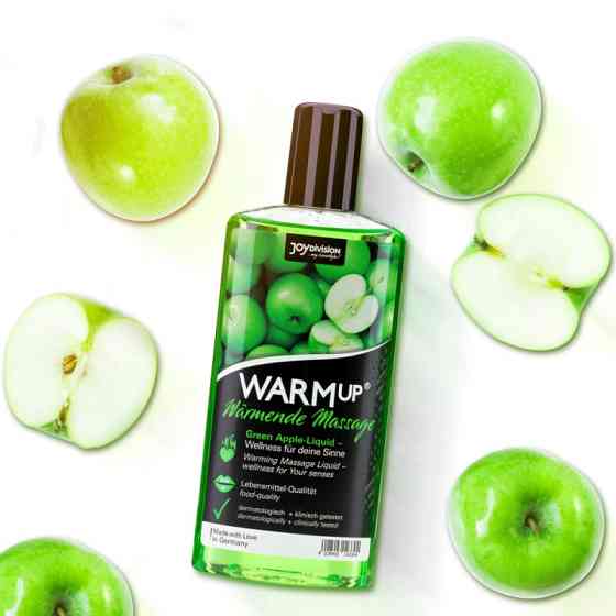 Съедобное массажное масло с разогревающим эффектом WARMup Green Apple 150 мл Sex Aura Киев