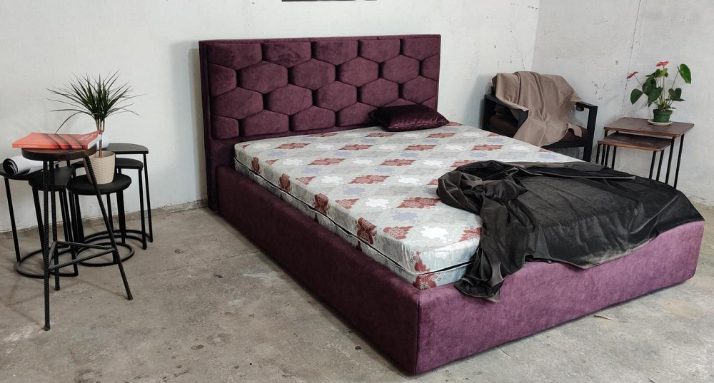Кровать Двуспальная Octavius Premium 140 х 190 см Simple С дополнительной металлической цельносварной рамой Фиолетовый Киев - изображение 4
