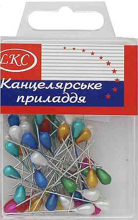 Булавки декоративні кольорова головка "LKC" 50 шт, 1023 , шт Київ
