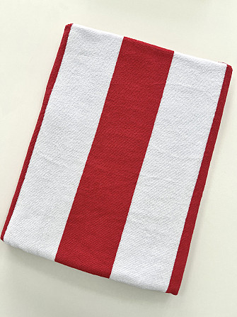 Пляжное полотенце махровое Ideal Textile в полоску 90х170 см (56860346) червона смужка Черновцы - изображение 4