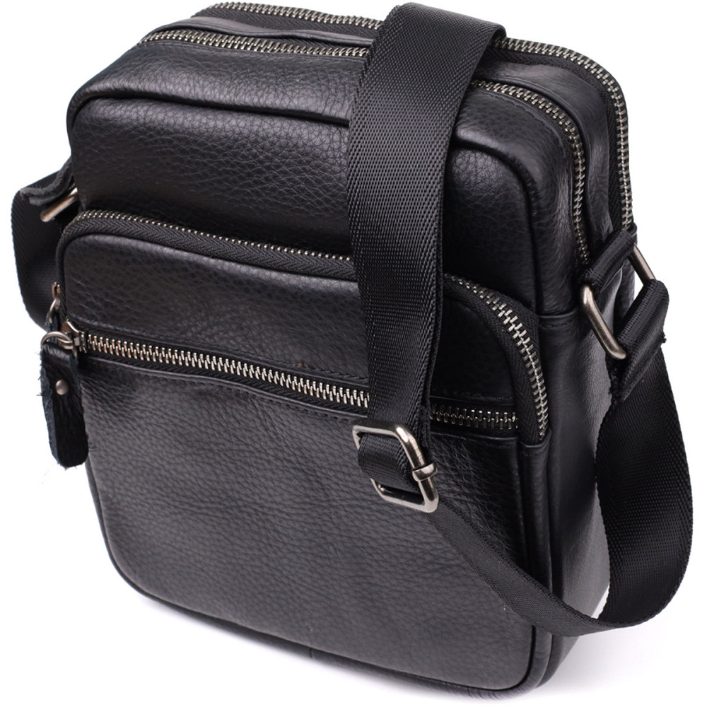 Вместительная мужская сумка на плечо из натуральной кожи Vintage 23022 Черный Киев - изображение 10
