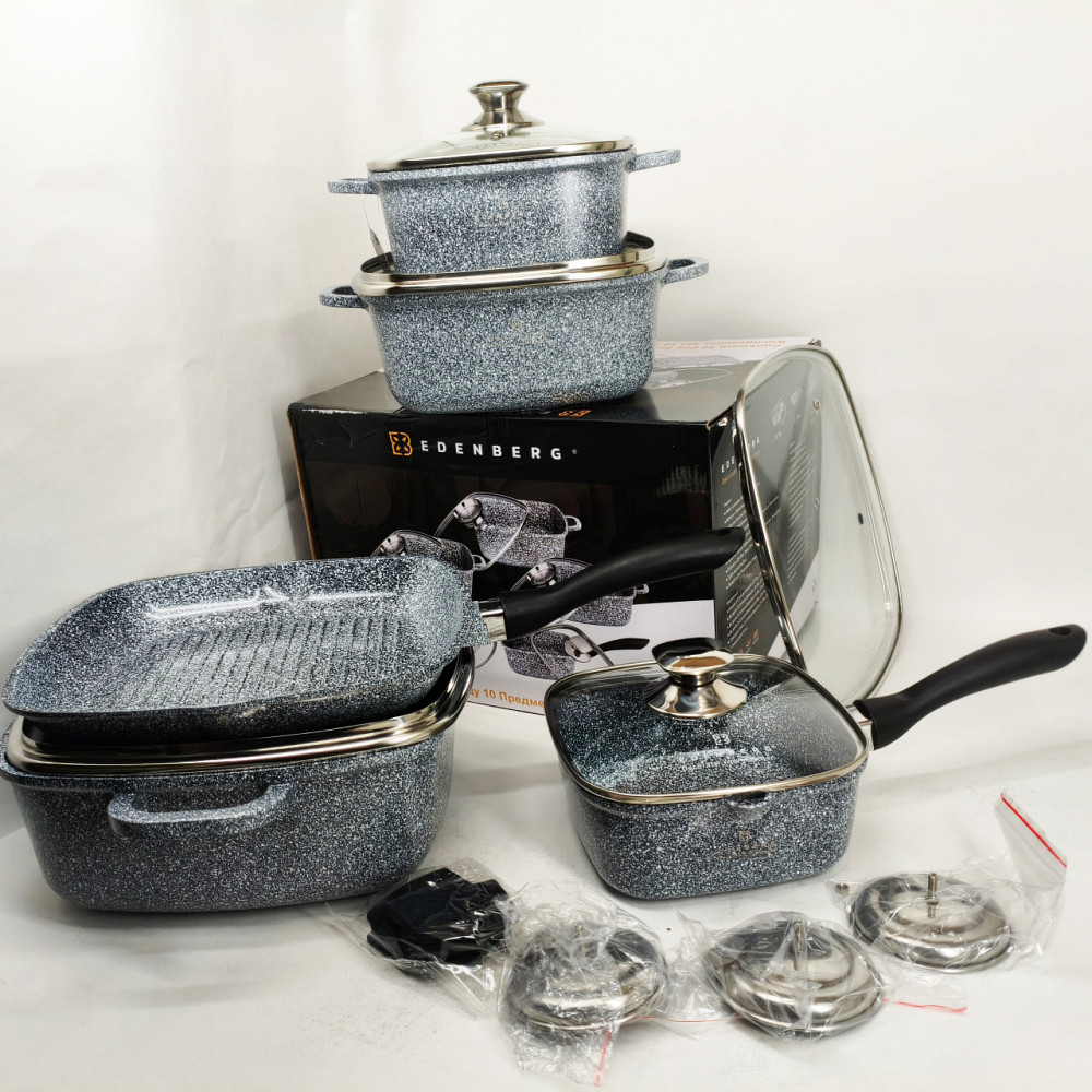 Набор мраморных кастрюль, Гранитный набор со сковородой, Мраморная посуда для кухни OD-14 Львов - изображение 11
