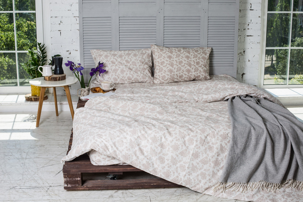 Підковдра на блискавці Ecotton двоспальна 175х210 см бавовняна бежевого кольору Коломыя - изображение 1