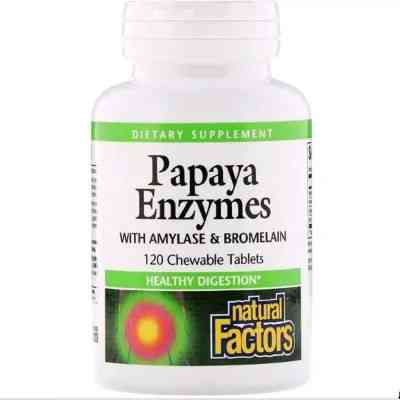 Вітамін Natural Factors Ензими Папайї, Papaya Enzymes, 120 Таблеток (NFS01749) Вінниця