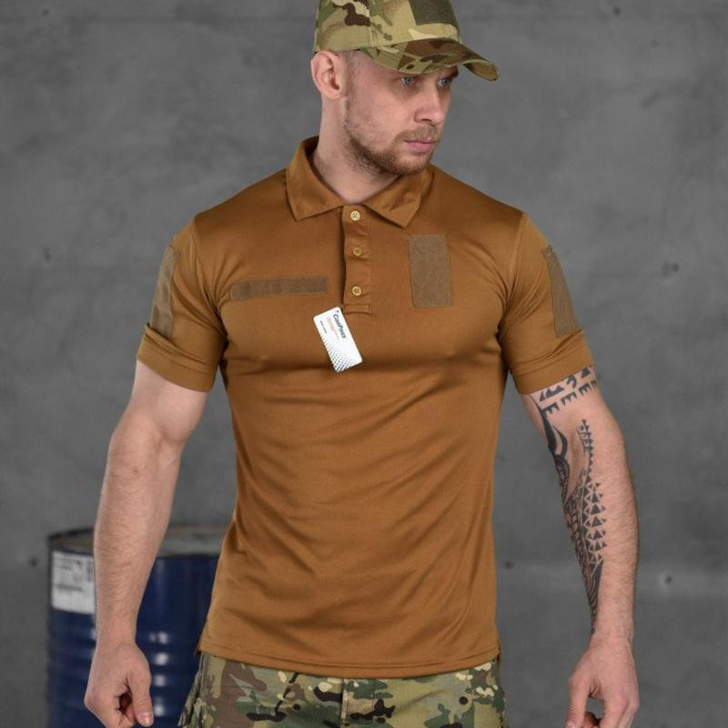 Поло тактическая мужская футболка с липучками под шеврона кайот Одесса - изображение 12