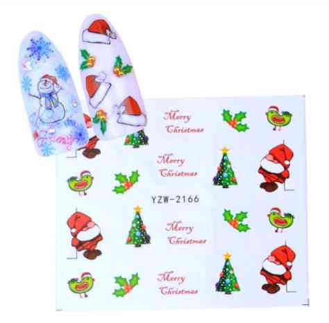 Новорічні наклейки на нігті з гномами - розмір стікера 5*6см, в описі товару є інструкція по застосуванню Київ