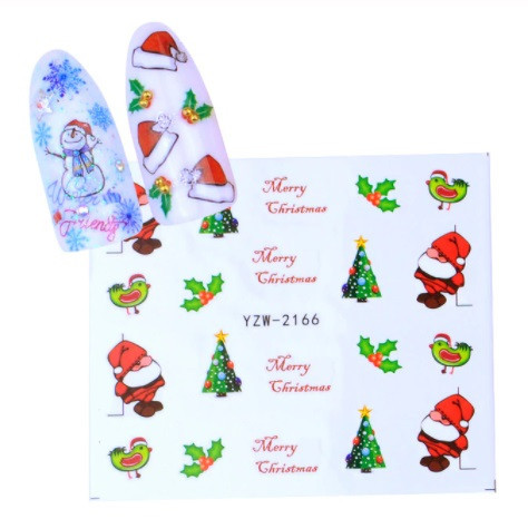 Новогодние наклейки на ногти с гномами - размер стикера 5*6см, в описании товара есть инструкция по применению Киев - изображение 1