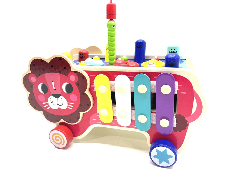 Ігровий центр 4FUN Game Club Wood ксилофон магнітна рибалка стукачка шестерні Лев Червоний (55202) Чернігів - фото 4