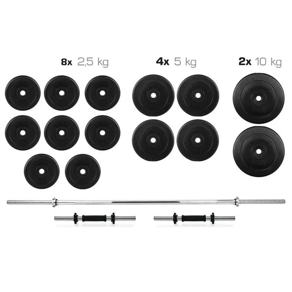 Гантелі 2 * 21 кг розбірні + Штанга 70 кг пряма фіксована складальна комплект набір для дому Київ - фото 1