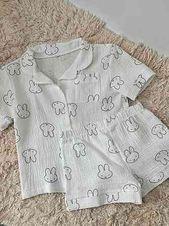 Дитяча піжама з мусліна шорти з сорочкою Зайчики 110-116 Харків