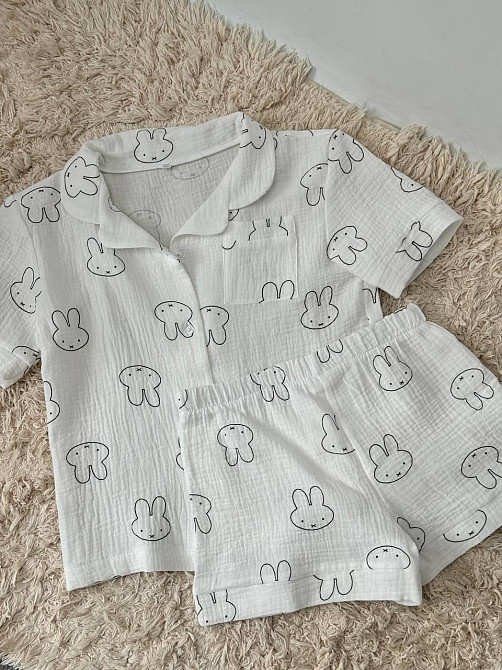 Детская пижамка из муслина шорты с рубашкой Зайчики 110-116 Харьков - изображение 6