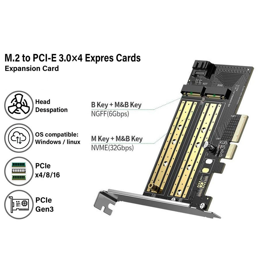 PCI-E 3.0 контролер для SSD M.2 NVMe + M.2 NGFF CM302 Ugreen Винница - изображение 2