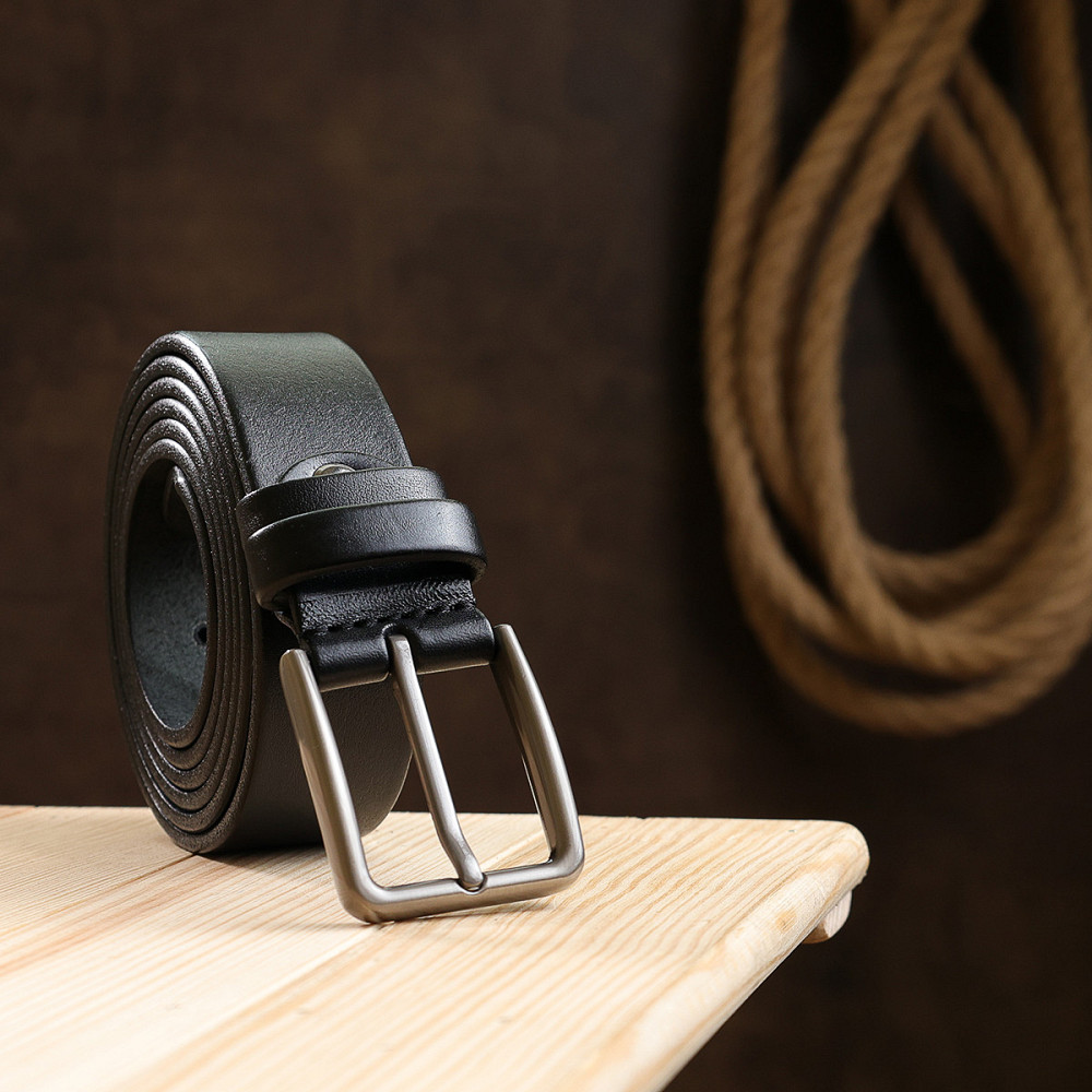 Шкіряний батальний ремінь для чоловіків Vintage 20700 Чорний Київ - фото 6