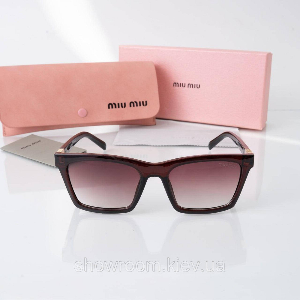 Сонцезахисні жіночі окуляри Miu Miu (050) коричневі Київ - фото 2